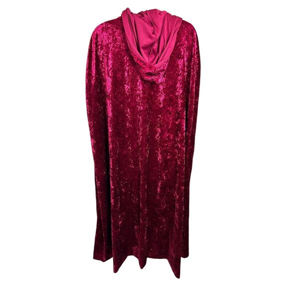 Spirit Burgundy Red Crushed Velvet Hooded Cape Adult ONE SIZE Cosplay Costume - Picture 9 of 9
